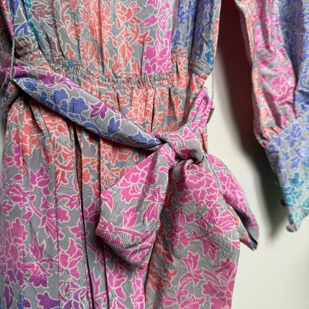 Vintage Anne Crimmins 100% Silk Jacquard Floral Midi Dress 6 | Umi Collections - Picture 8 of 10